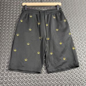 GNet Black Marijana Print Weed‎ Casual Wear Mens Shorts Mens Size Medium